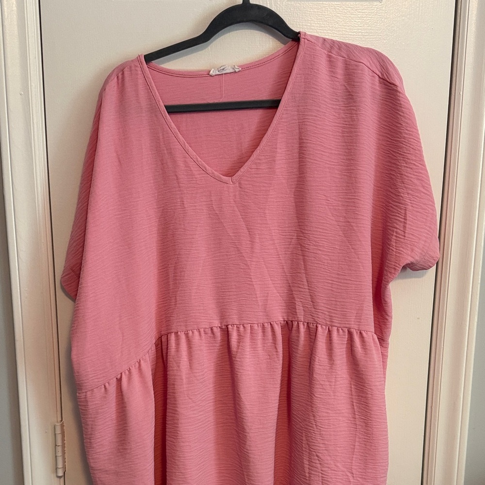Chic Soul Dusty Rose V-Neck Babydoll Tunic
